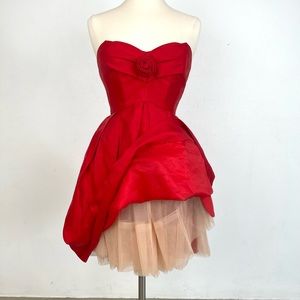 JILL STUART COLLECTION Red Strapless mini Cocktail dress. SZ 4/6. Couture! $450